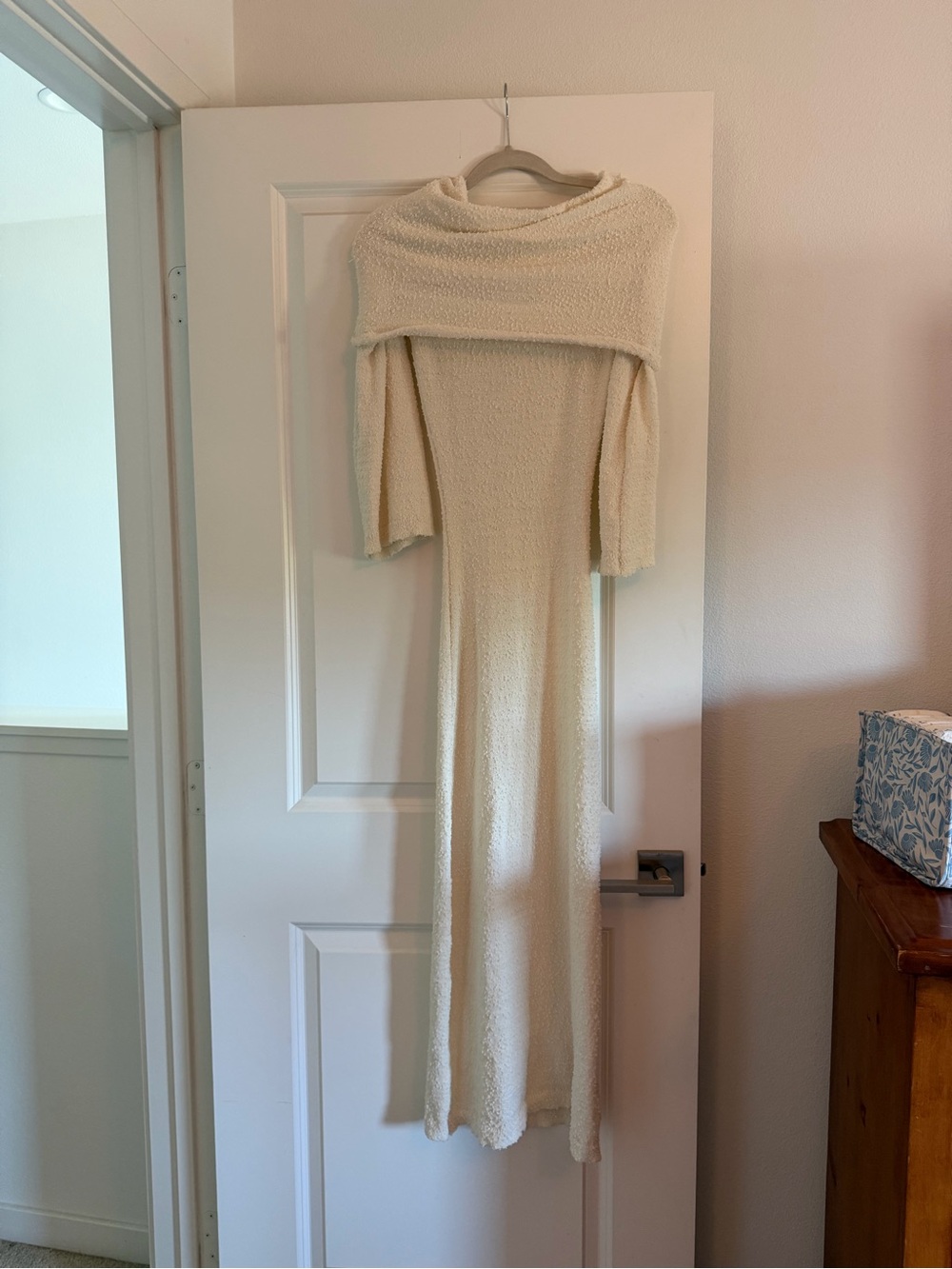 SHEIN Cream Textured Bouclé Sweater dress